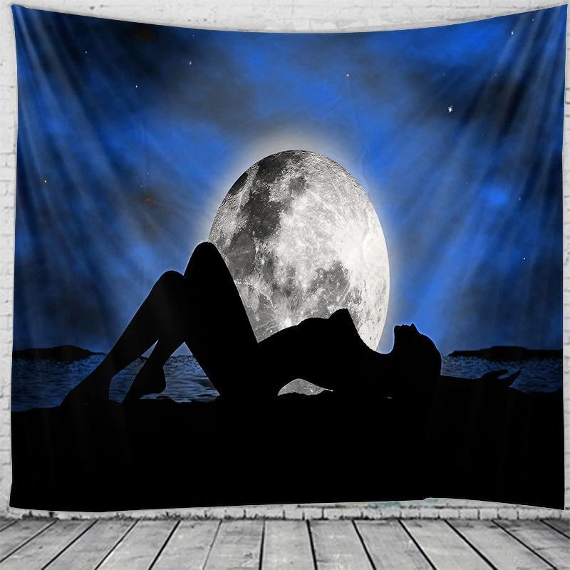 Tappezzeria luna e ragazza