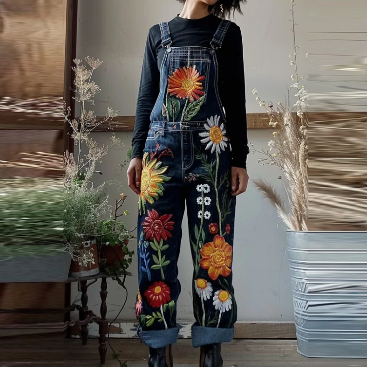 Tuta jeans fiori