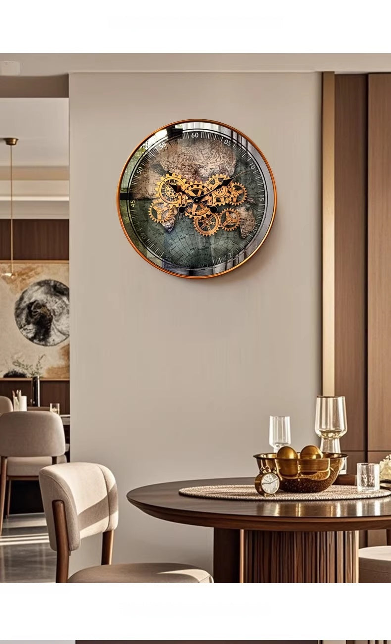 Orologio da parete Steampunk mappa