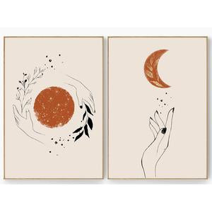 Quadro sole e luna dorato
