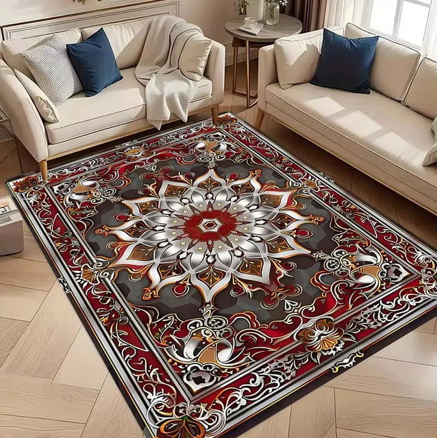 Tappeto mandala rosso e oro
