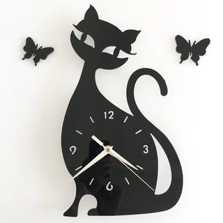 Orologio da parete Gatto con farfalle