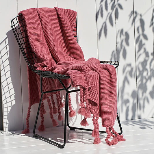 Coperta maglia con nappe