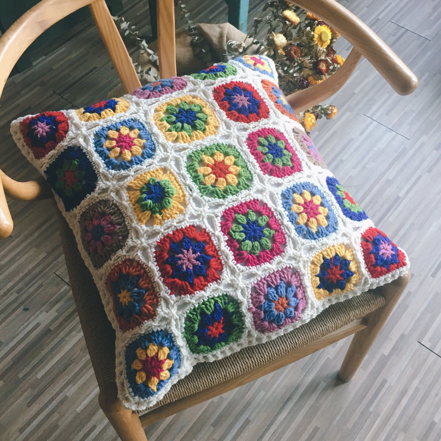 Cuscino uncinetto fiori