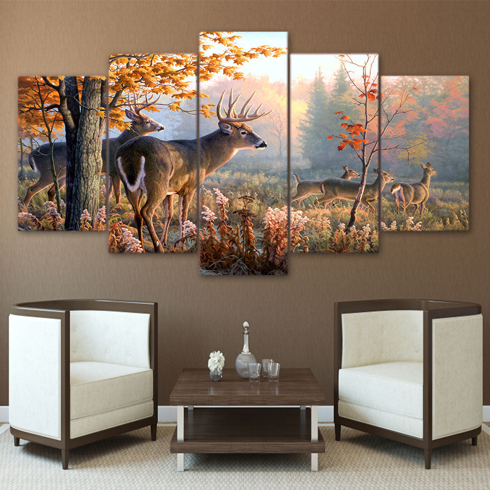 Quadro modulare cervo foresta