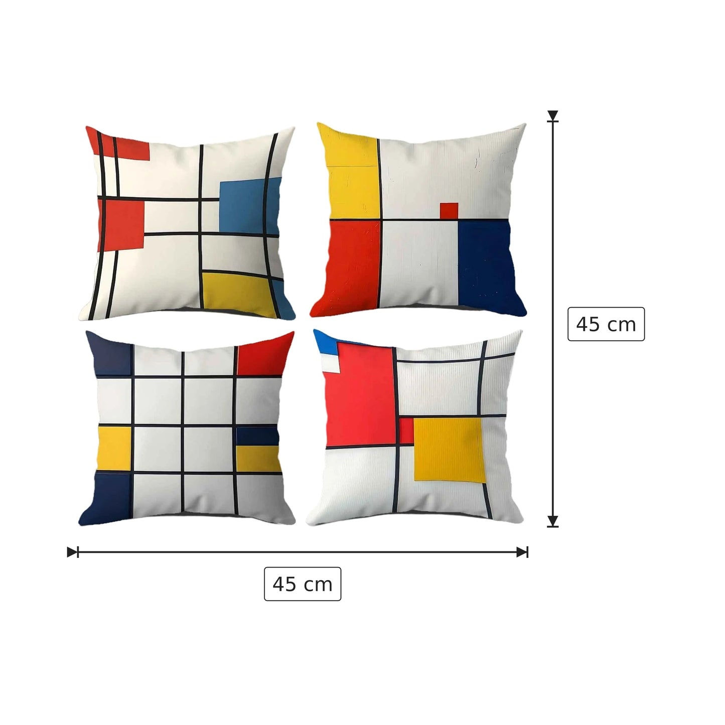 Set 4 Fodere Cuscini Mondrian 45x45 cm / 50x50 cm / 60x60 cm