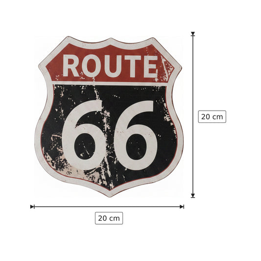 Targa in Metallo Route 66 - 20x20 cm