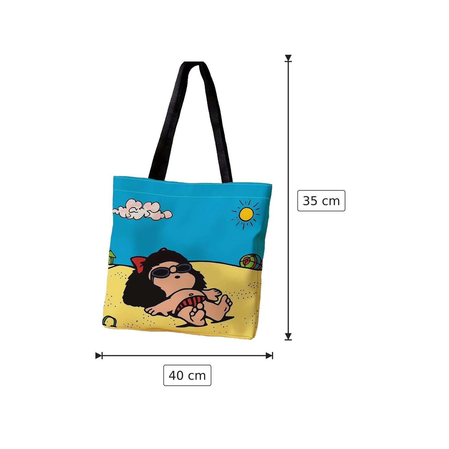 Borsa tote Mafalda in poliestere - 40×35 cm