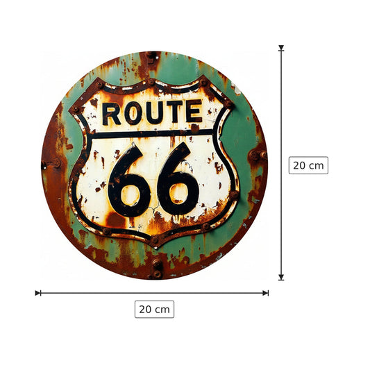 Targa in Metallo Route 66 - 20x20 cm