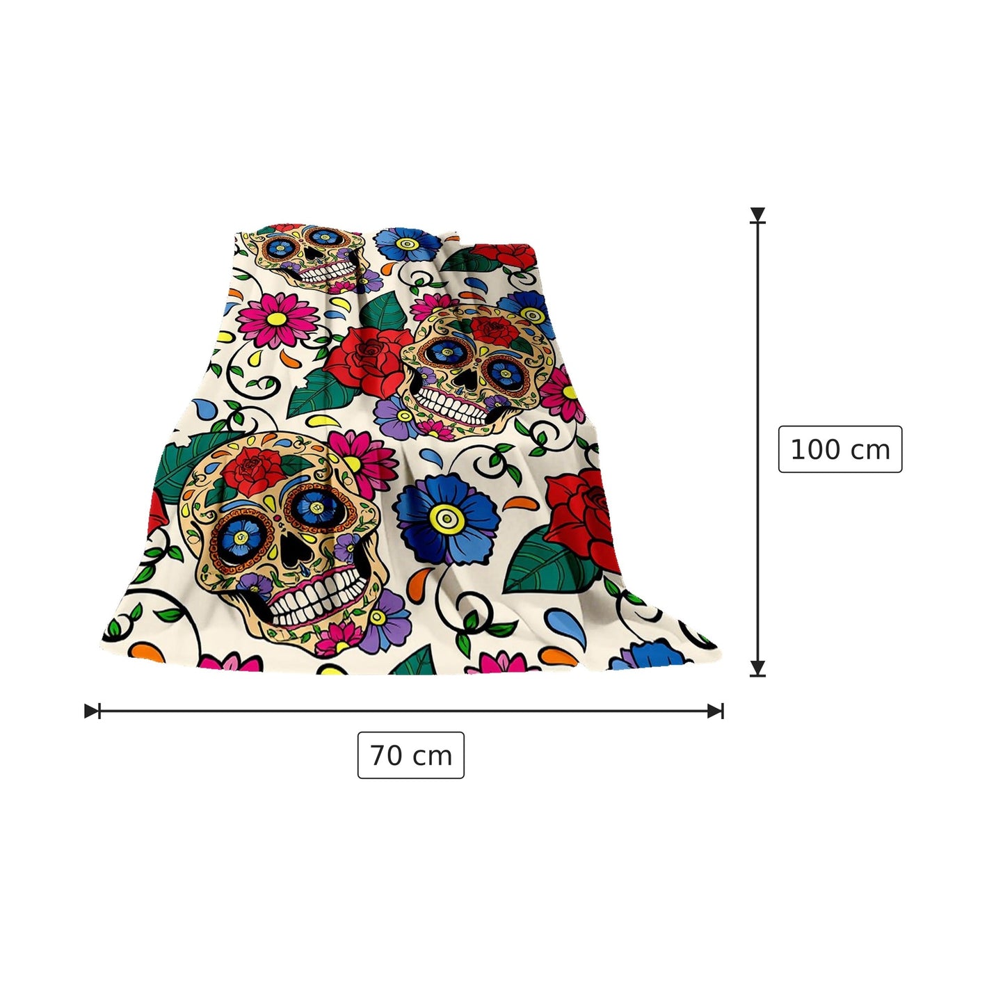 Coperta Giorno dei Morti Messicano 70x100 cm - 100x150 cm - 130x150 cm - 150x200 cm - 180x200 cm