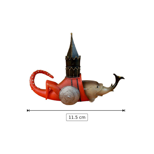 Hieronymus Bosch - Pesce con torre - h 11.5 cm - Scultura 3D - Fatta e Dipinta a Mano