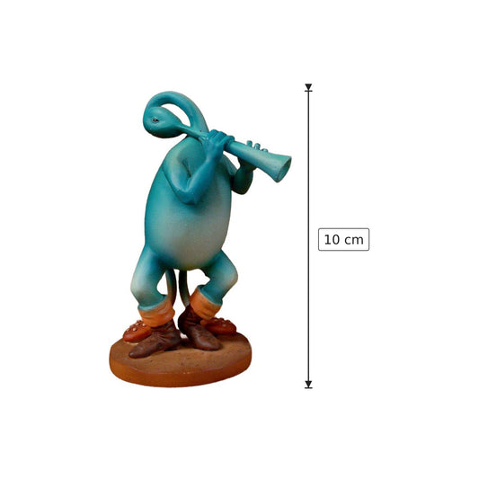 Hieronymus Bosch - Flautista blu - h 10 cm - Scultura 3D - Fatta e Dipinta a Mano
