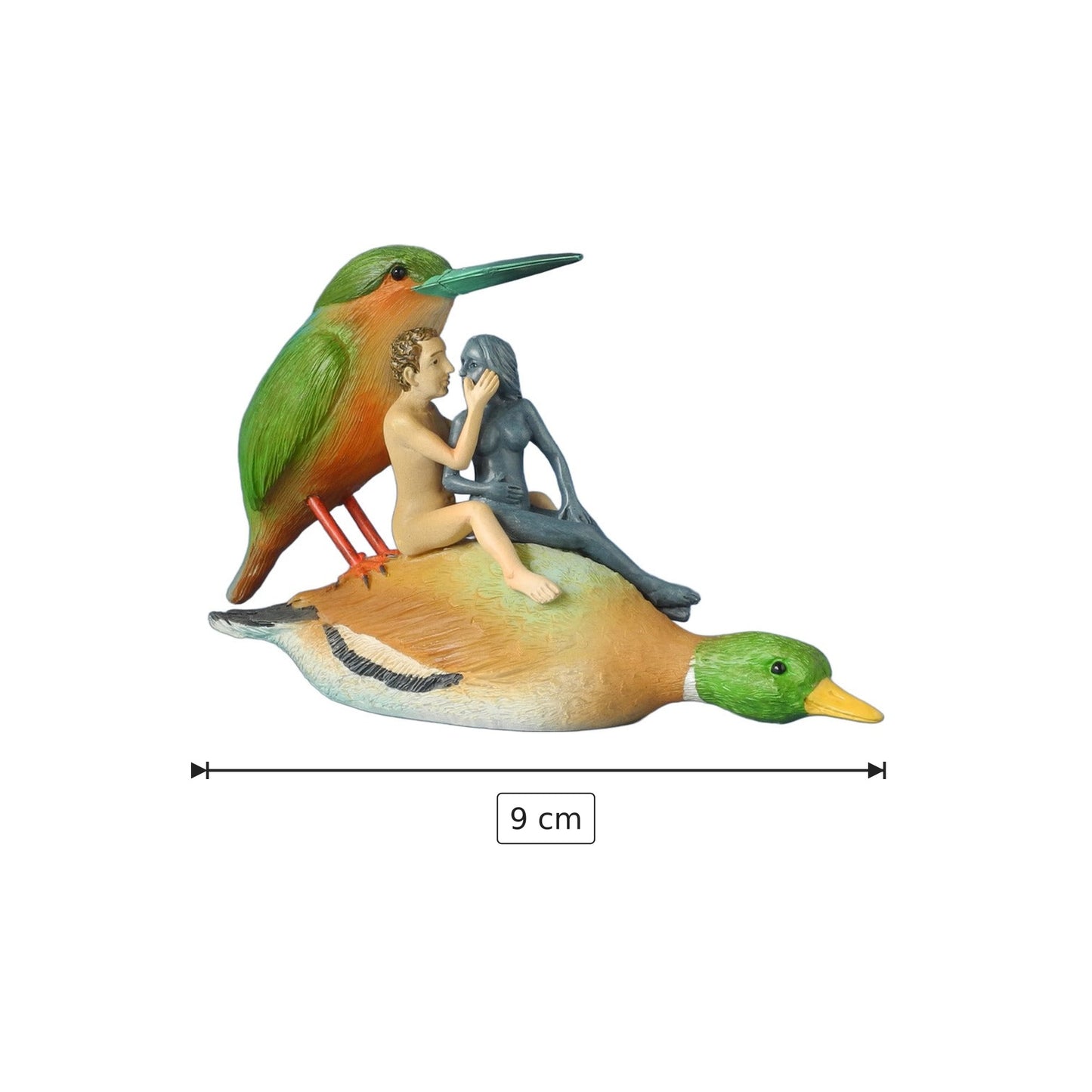 Hieronymus Bosch - Coppia su anatra - h 9 cm - Scultura 3D - Fatta e Dipinta a Mano