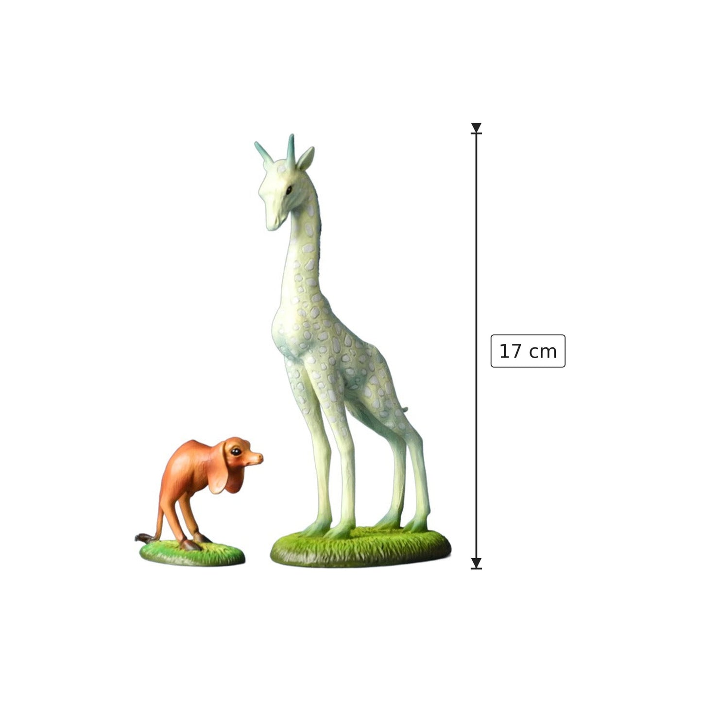 Hieronymus Bosch - Giraffa e cane a due zampe - h 17 cm - Scultura 3D - Fatta e Dipinta a Mano
