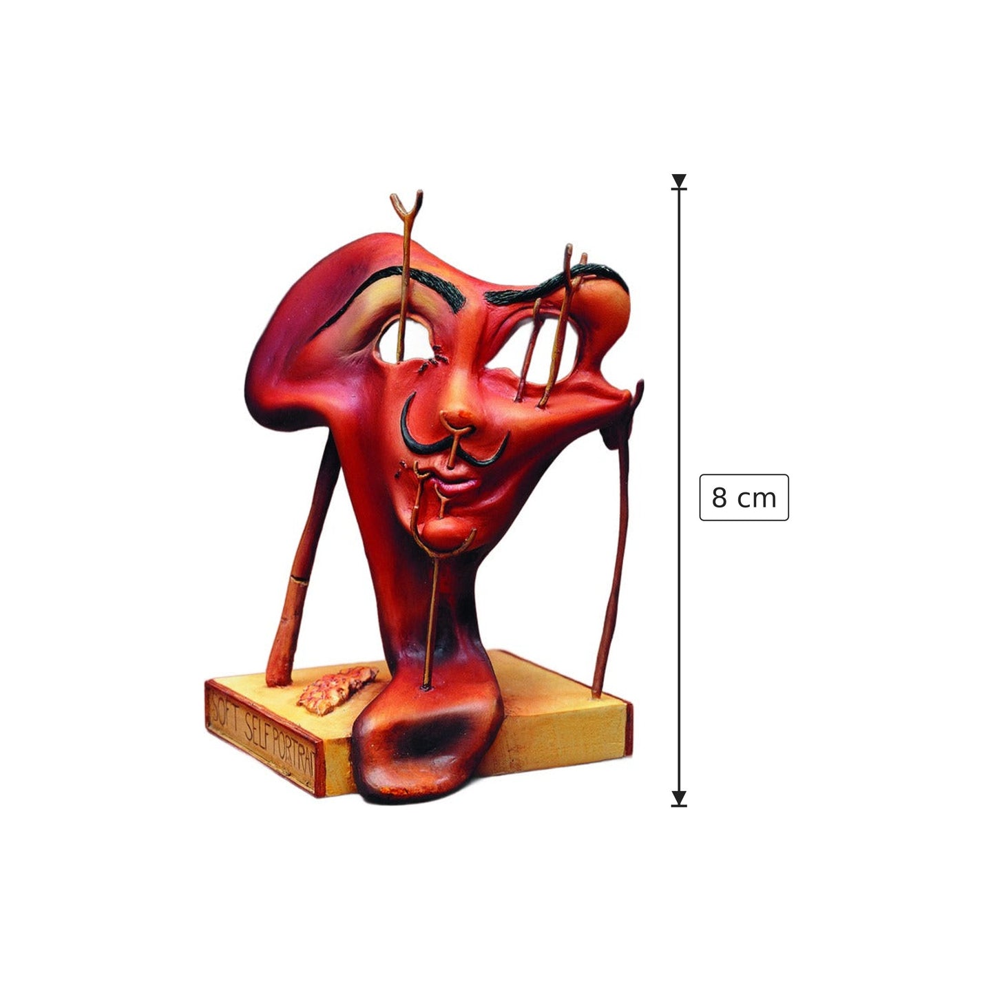 Salvador Dalì - Autoritratto - h 8 cm - Scultura 3D - Fatta e Dipinta a Mano
