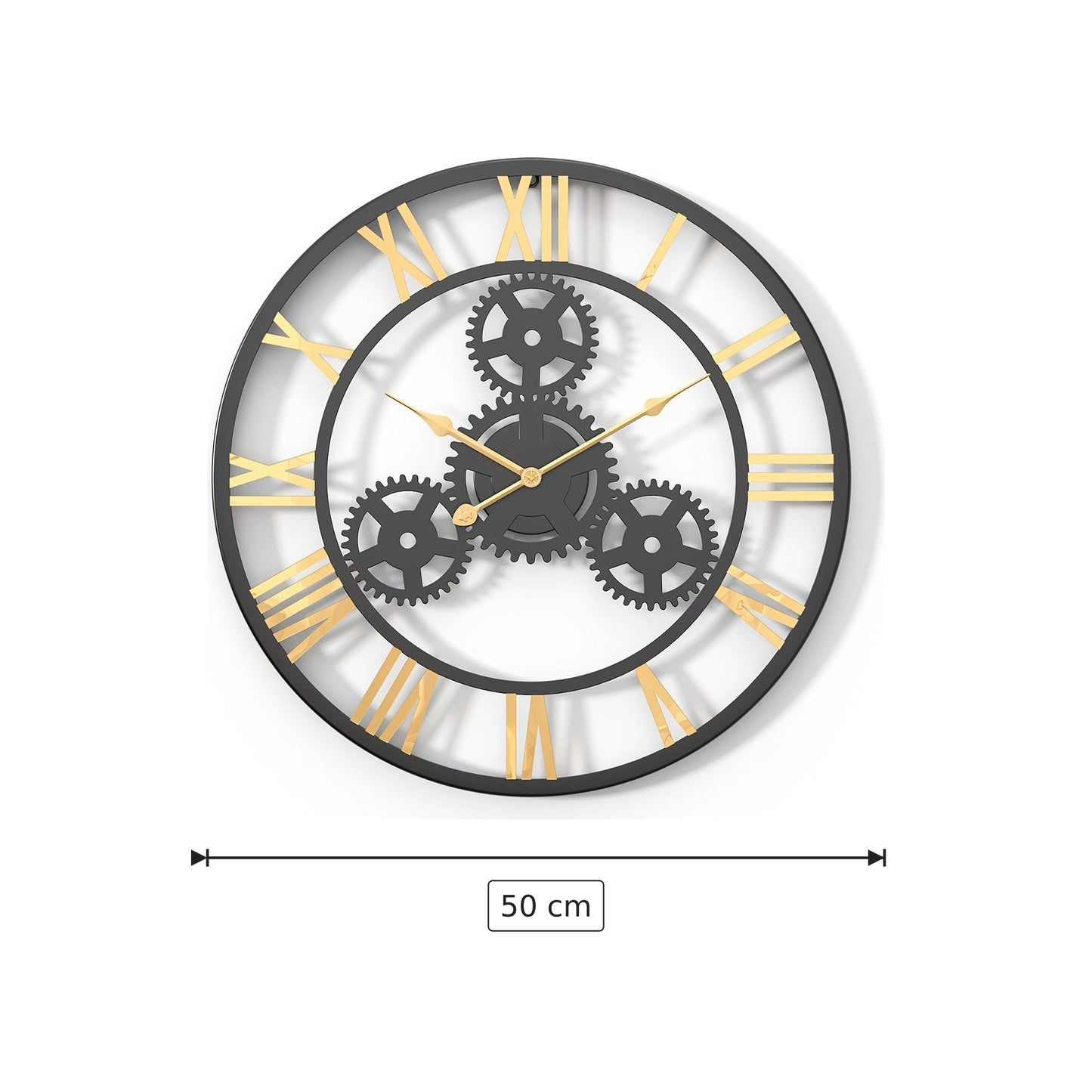 Orologio da parete silenzioso senza tic - Nero 50 cm
