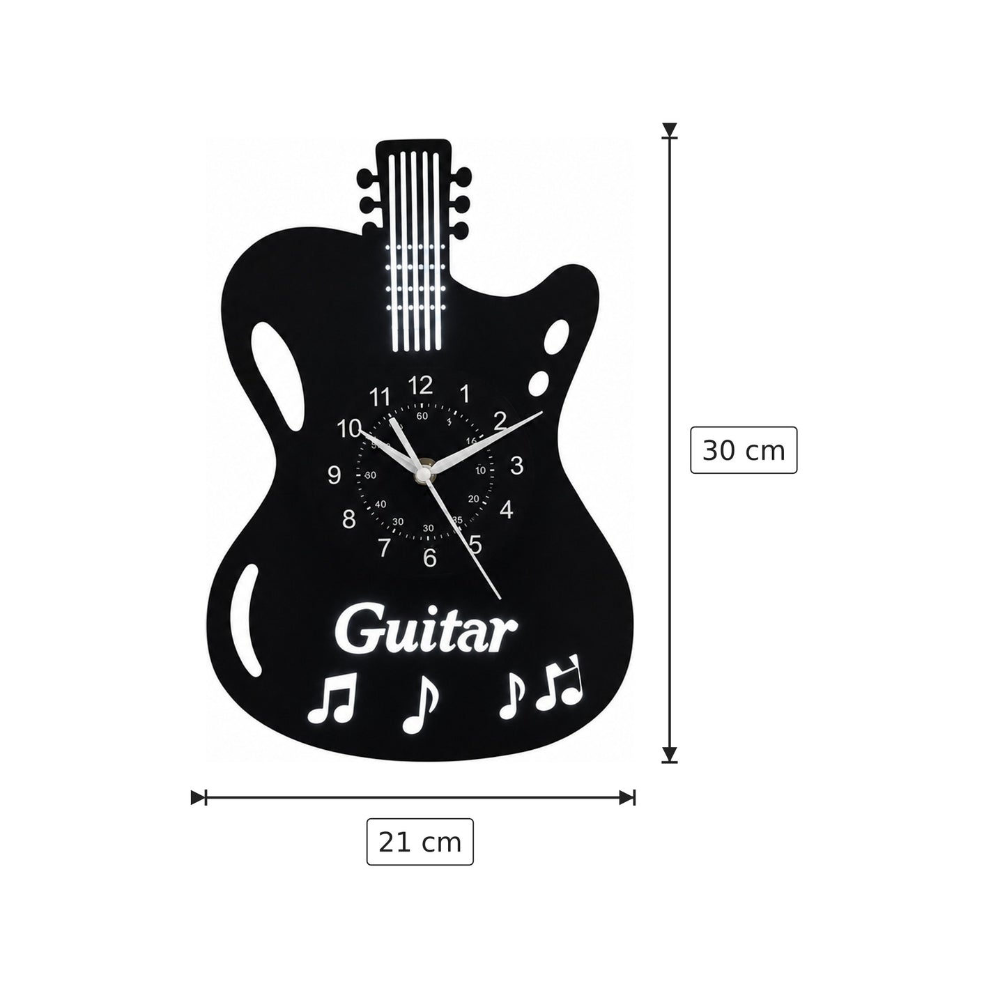 Orologio chitarra nero 21x30 cm
