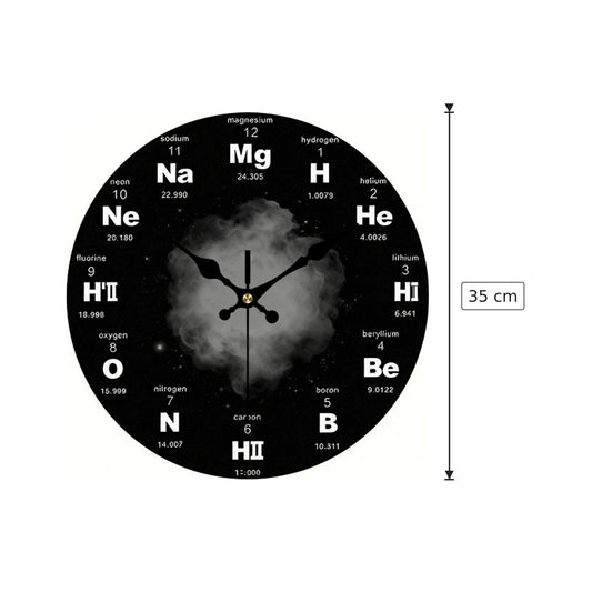 Orologio da Chimico Minimalista in legno stampato- Ø35 cm