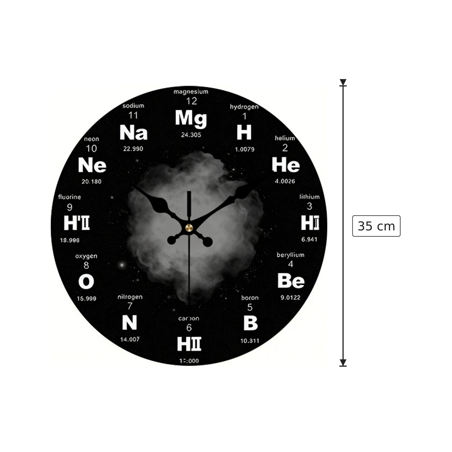 Orologio da Chimico Minimalista in legno stampato- Ø35 cm