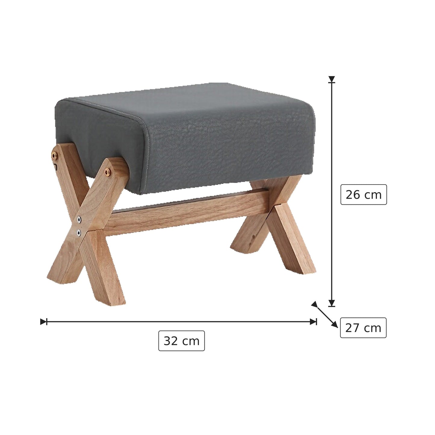 Panchetto in Legno Massello - Ciano + Legno 32×26×27 cm