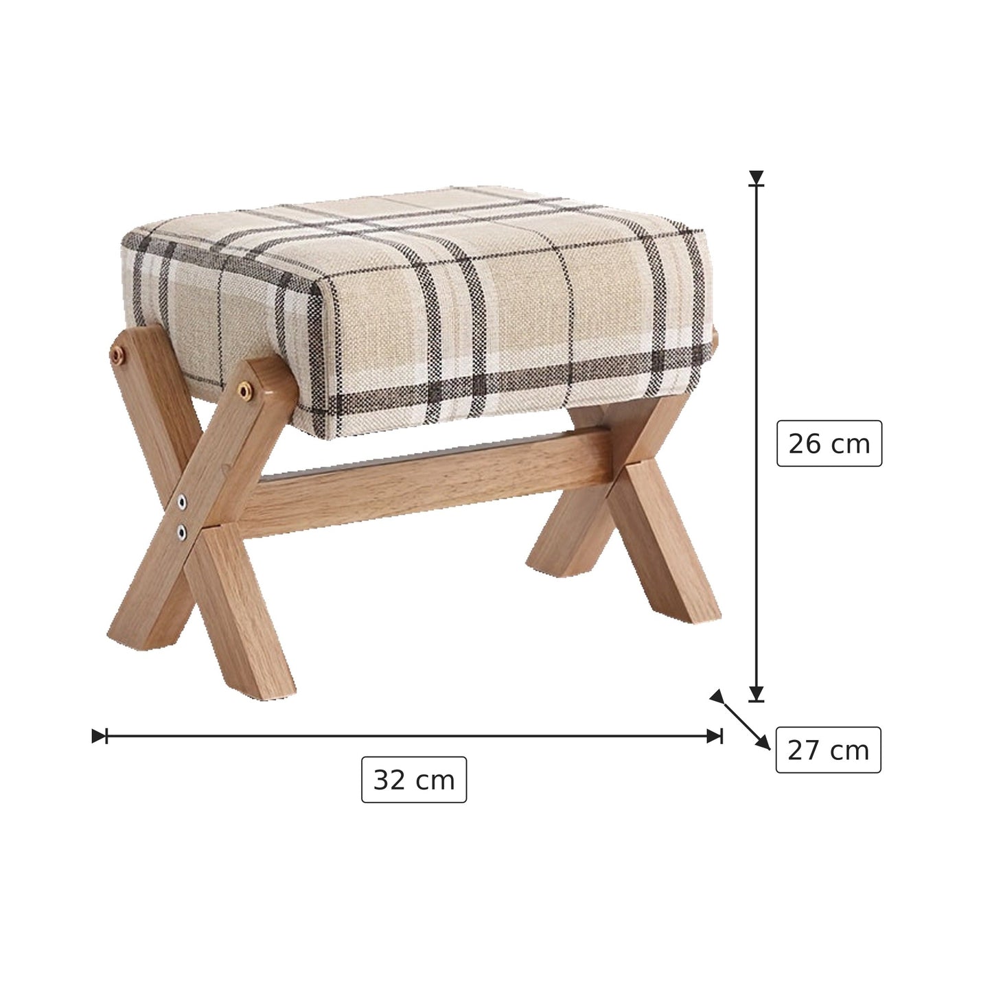 Panchetto in Legno Massello - Righe + Legno 32×26×27 cm