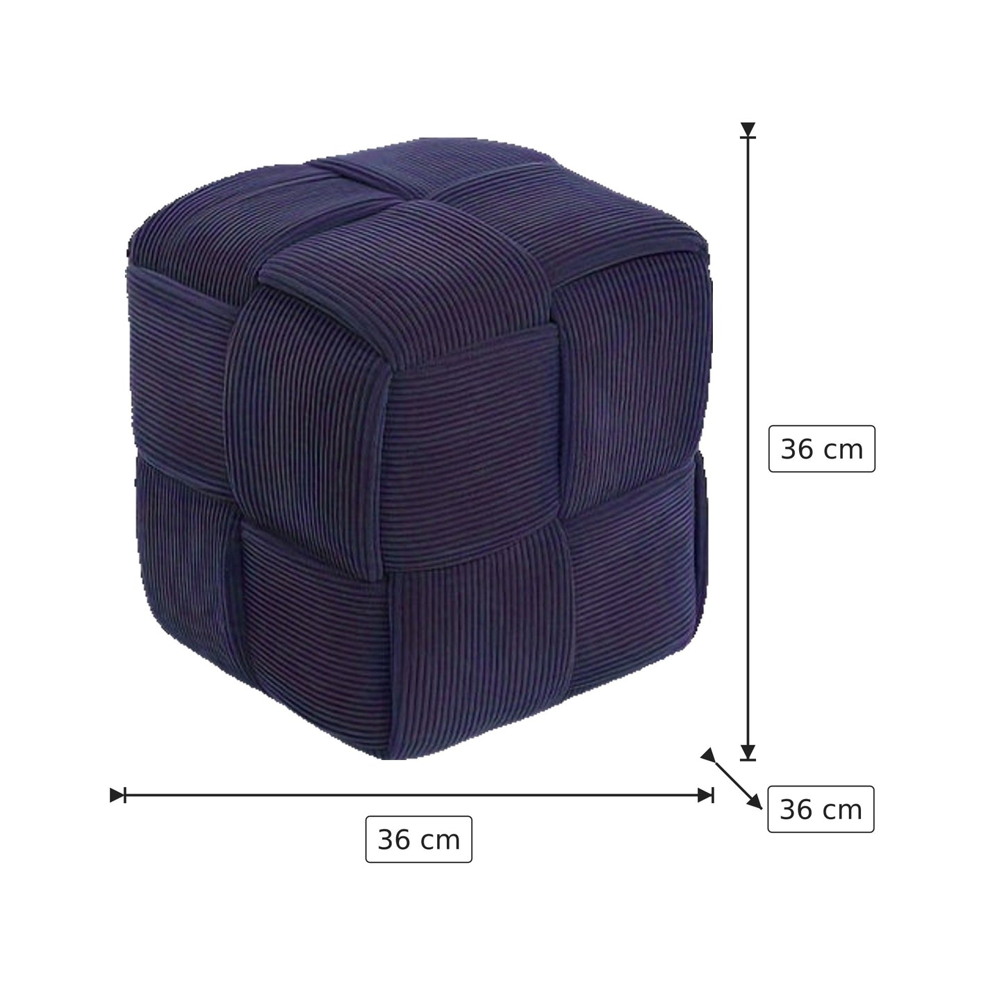 Pouf Cubo Intrecciato - Blu Navy 36×36×36 cm