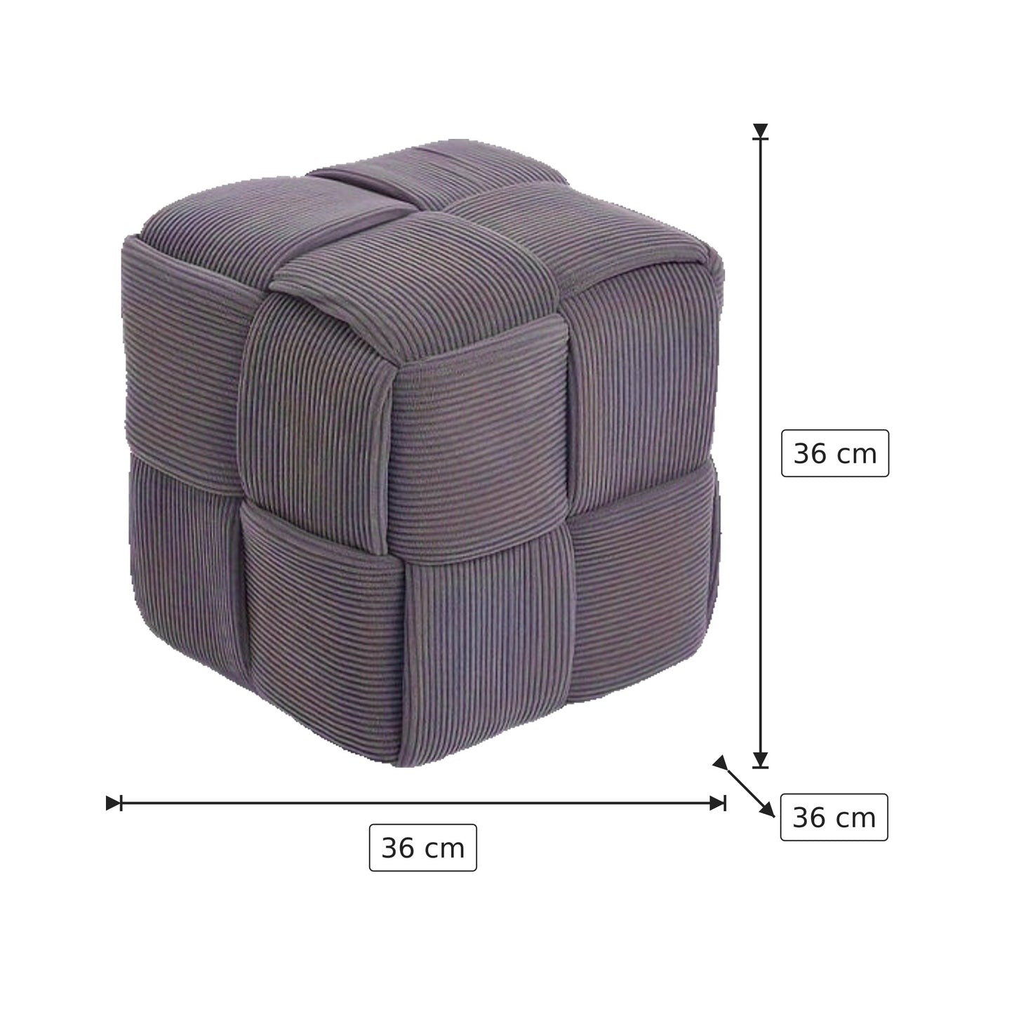 Pouf Cubo Intrecciato - Grigio 36×36×36 cm