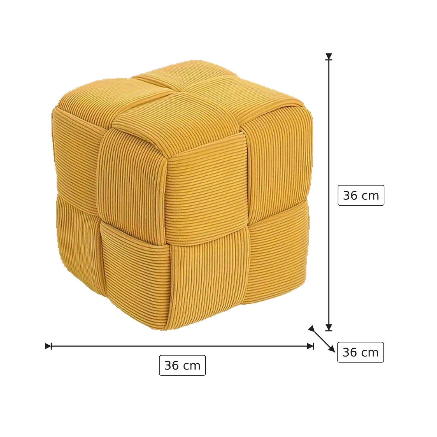Pouf Cubo Intrecciato - Giallo Paglierino 36×36×36 cm