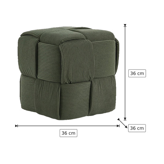 Pouf Cubo Intrecciato - Verde Grigio 36×36×36 cm