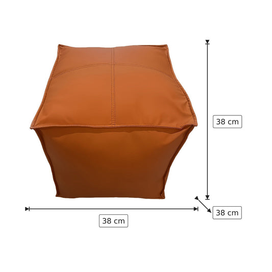 Pouf Marocchino in Pelle - Arancione 38×38×38 cm