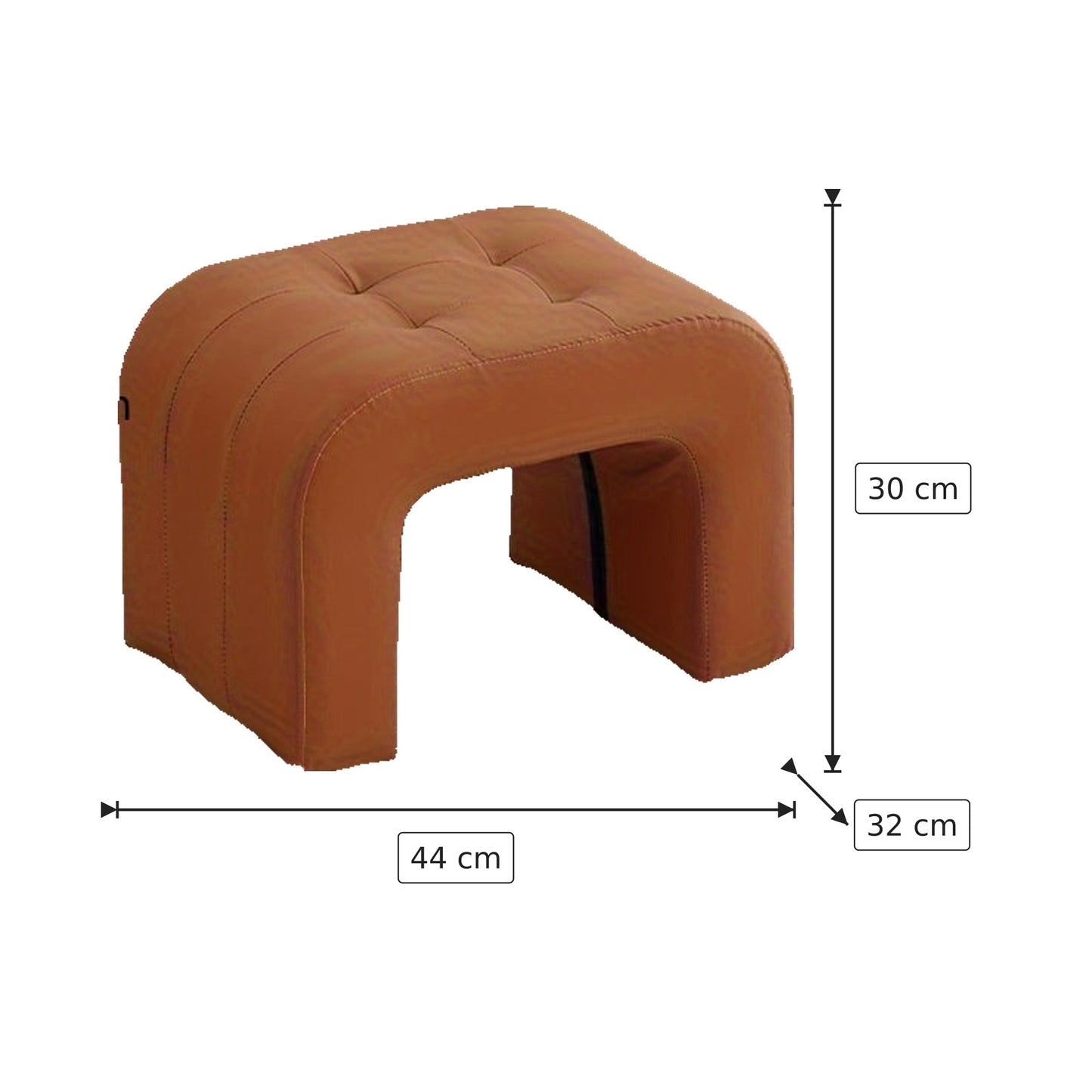 Pouf ad Arco Trapuntato - Marrone 44×30×32 cm