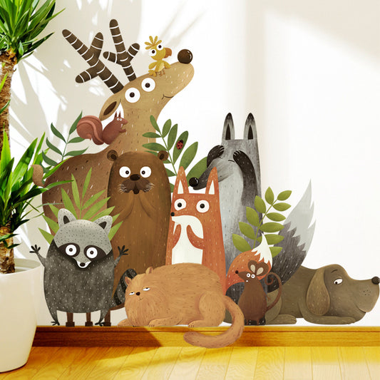 Adesivo murale Animali della foresta in stile cartone