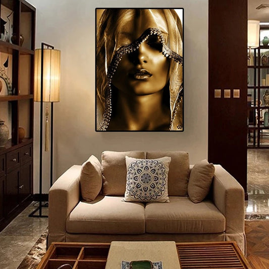 Quadro su tela Donna elegante dorata
