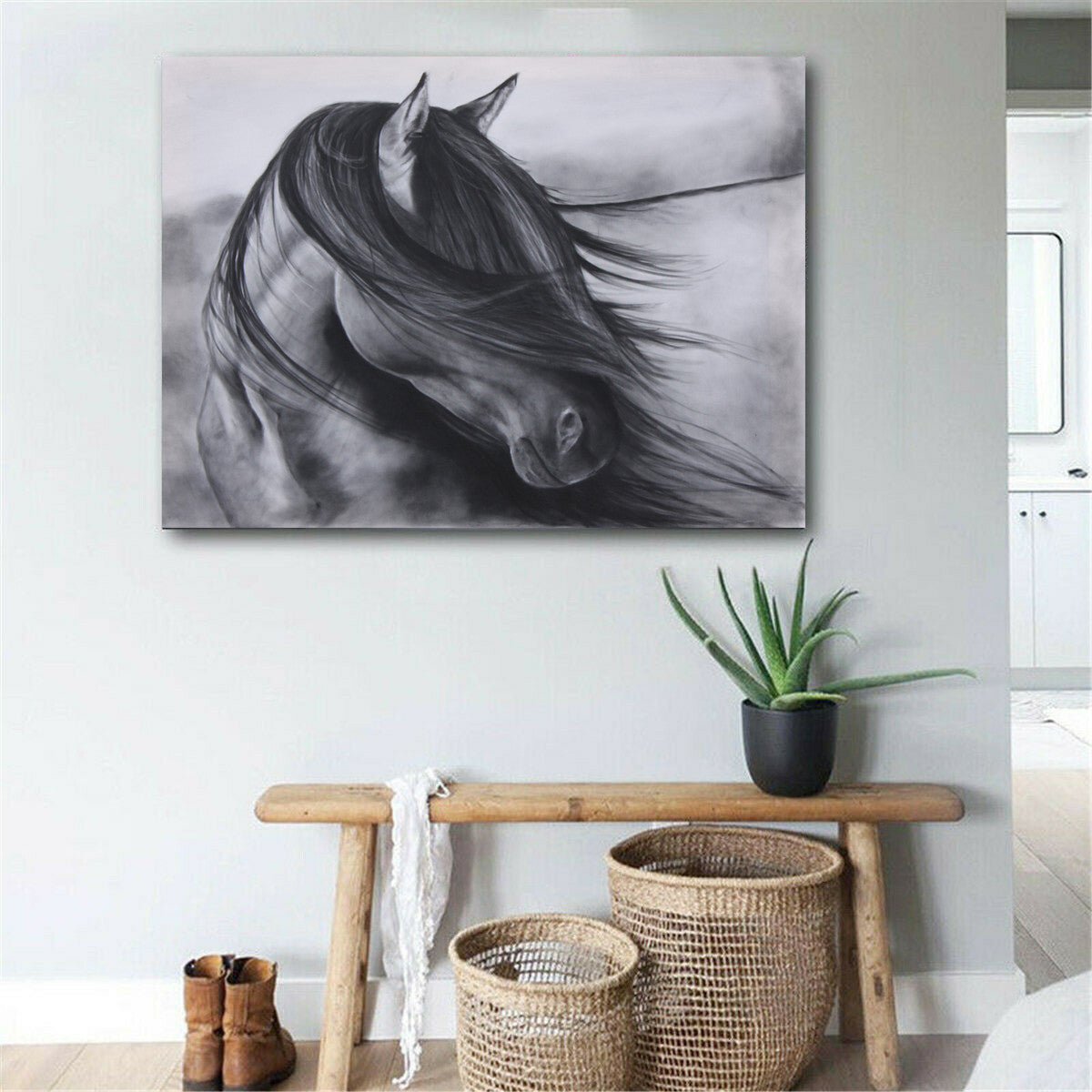 Quadro cavalli bianco e nero