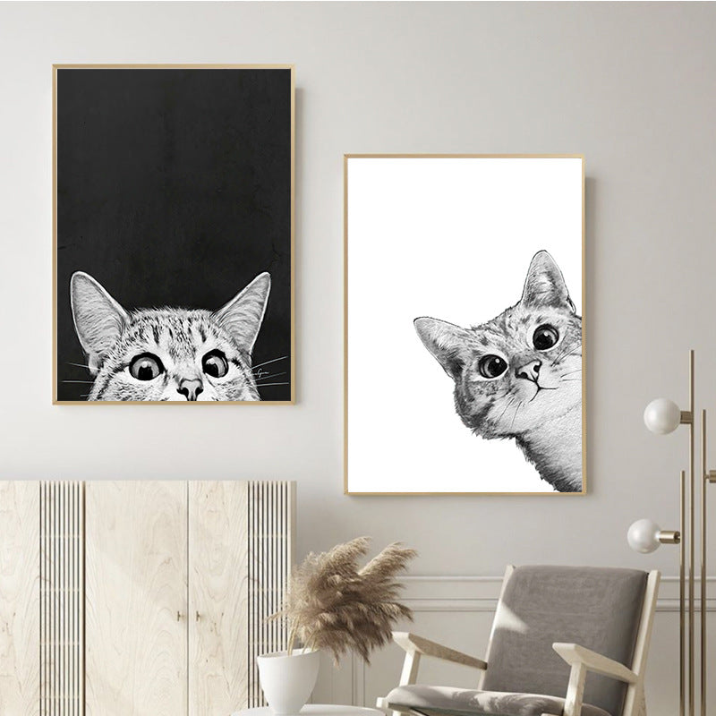 Quadro gatto bianco-nero