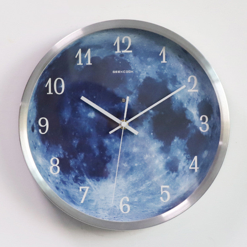 Orologio da parete Luna neon blu