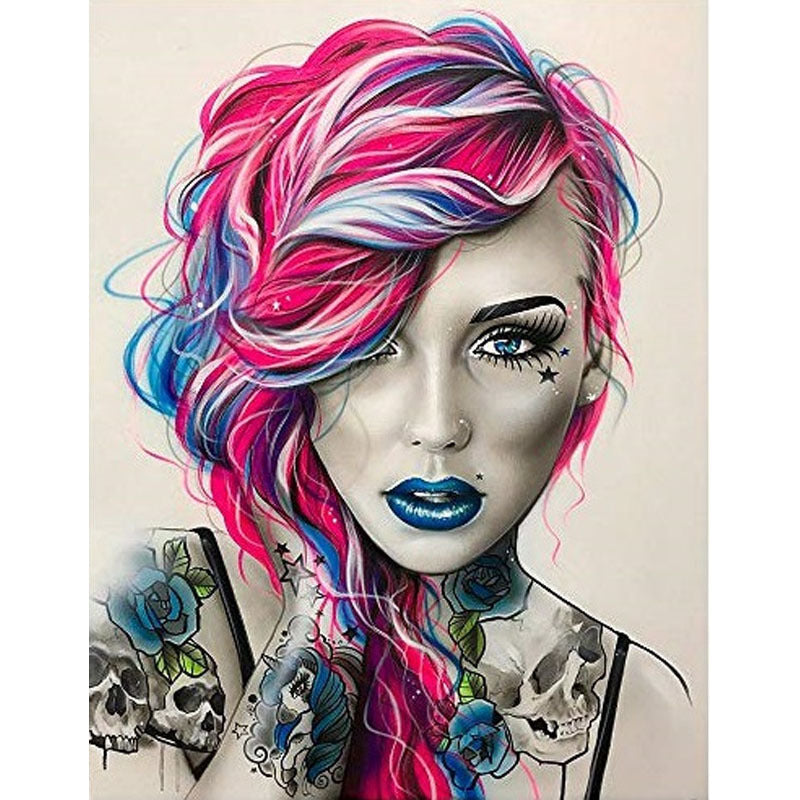 Quadro donna capelli colorati