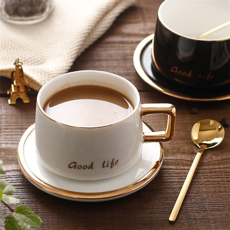 Tazza caffè con piattino oro
