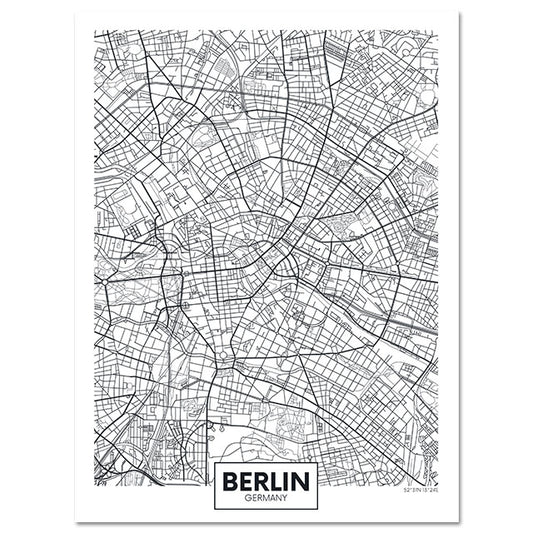 Quadro su tela Mappe bianche di Frankfurt e Berlin