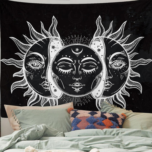 Arazzo Tre donne mistiche luna sole bianco