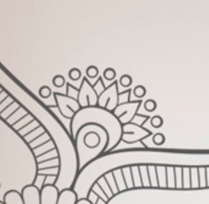 Adesivo murale Mandala grigio asymmetrico quadrante destro