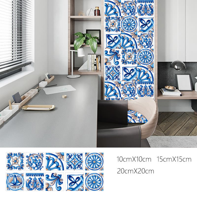 Adesivi pavimento mandala blu