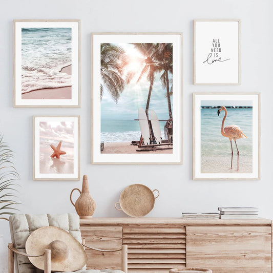 Quadro su tela Collage tematico spiaggia tropicale