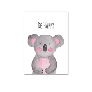 Quadro su tela Koala grigio e rosa