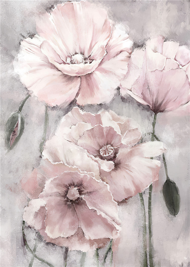 Quadro fiori rosa retrò