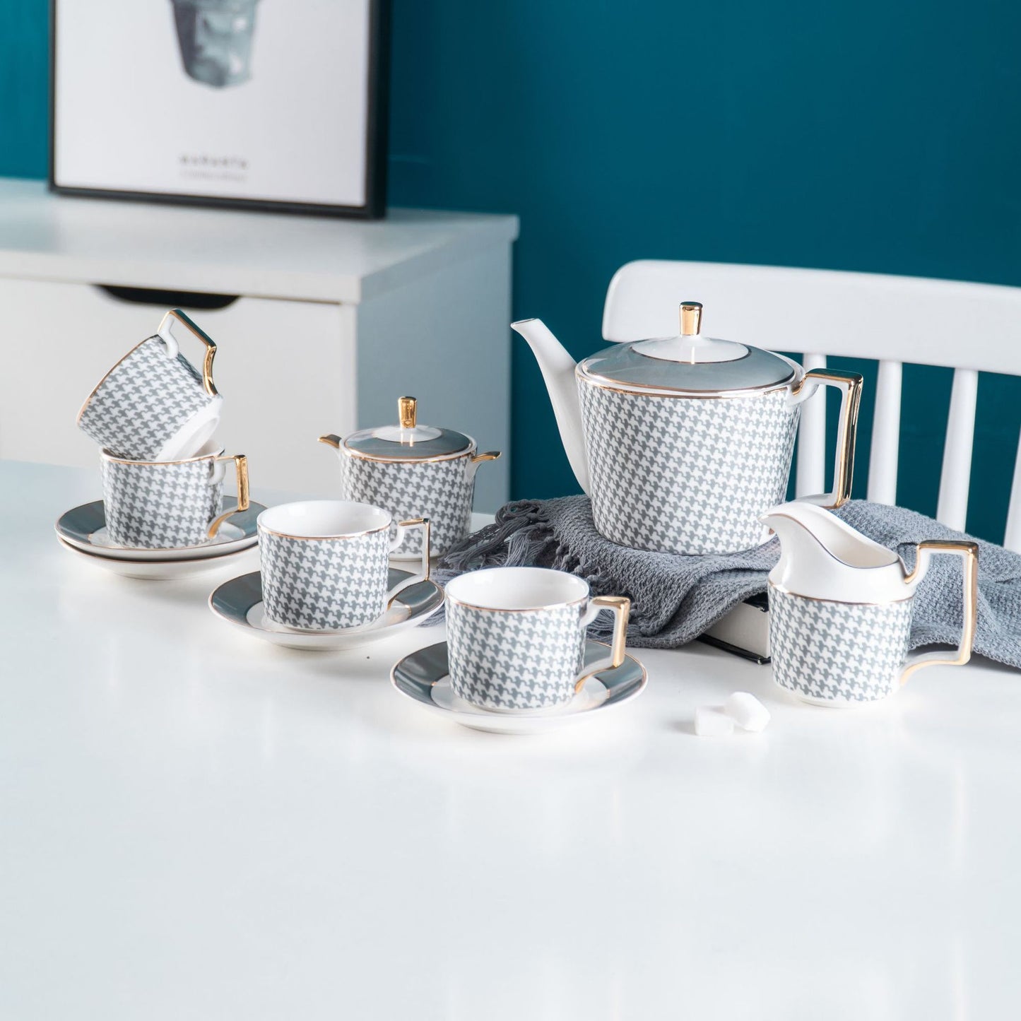 Servizio caffè-tè ceramica pied di gallo