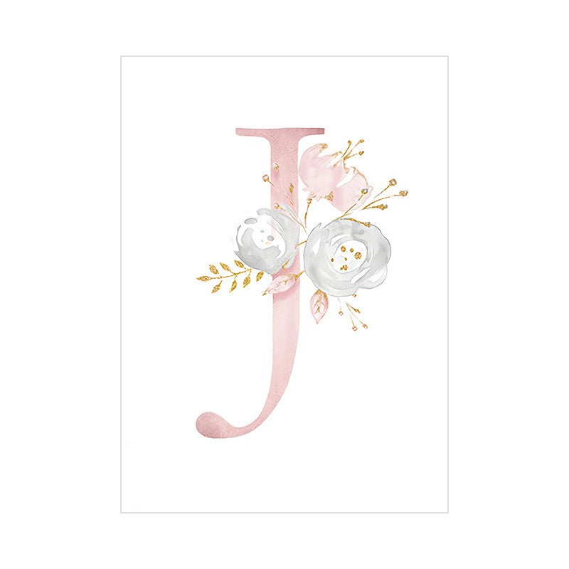 Quadro alfabeto fiori rosa