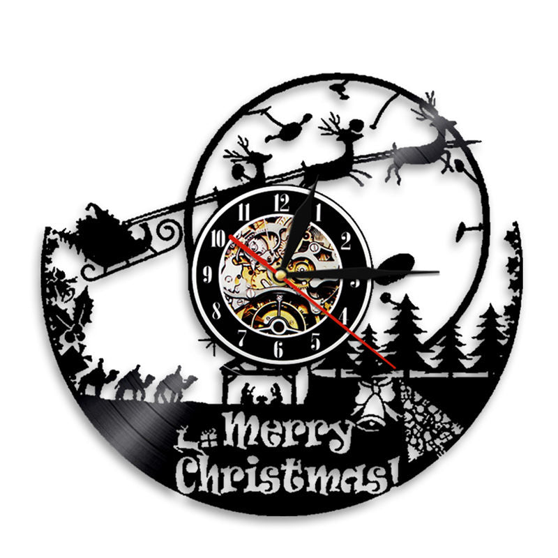 Orologio da parete Scena Natale con LED