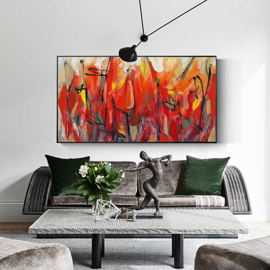 Quadro su tela Astratto espressionista rosso arancione
