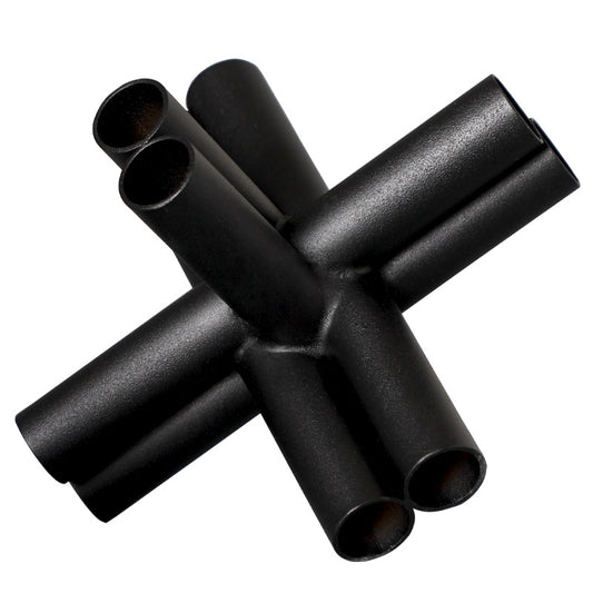 Scultura croce nera con tubi